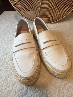 Dolce Vita White Penny Loafer Platform Espadrille Shoes Women’s 8.5